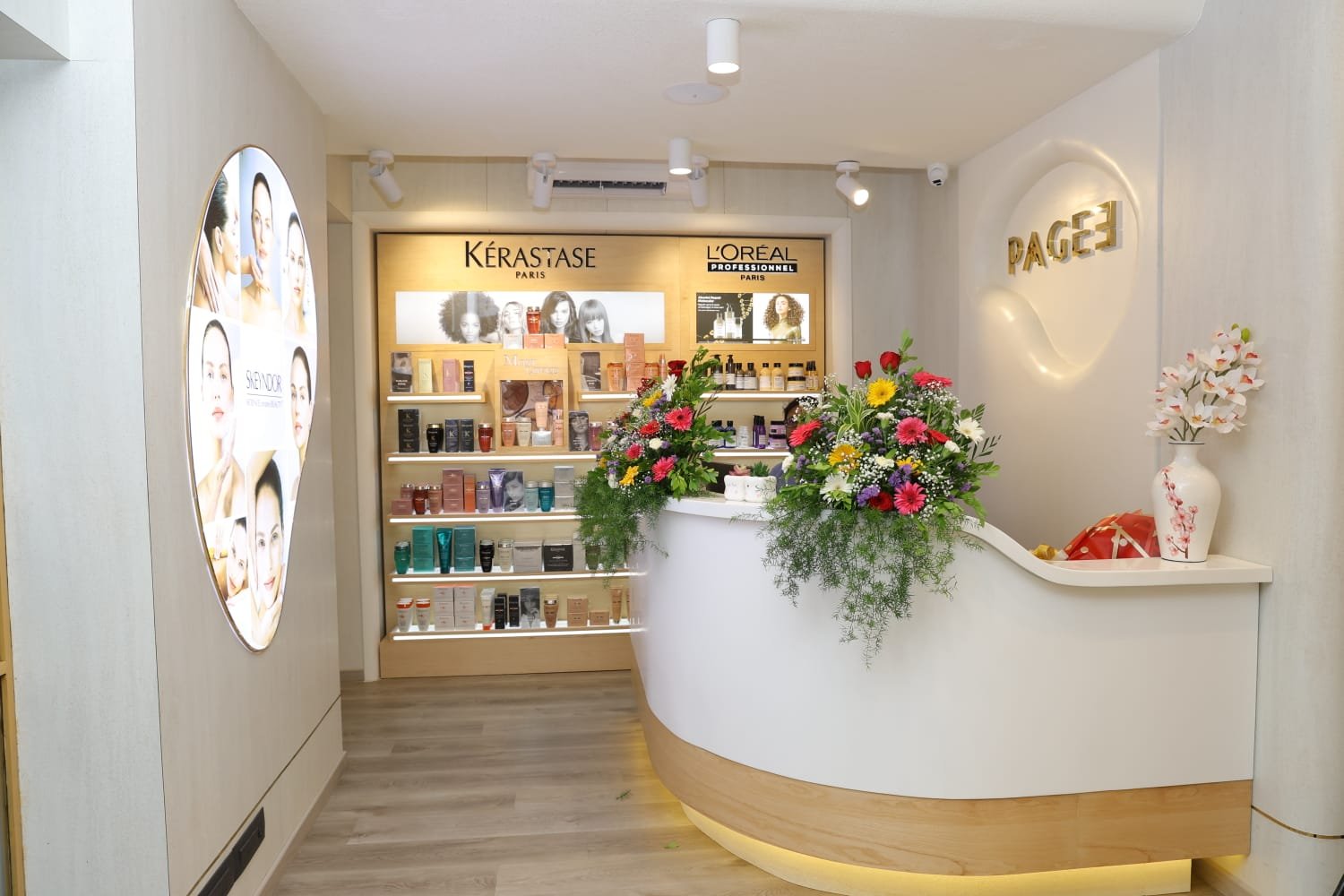 Nail lacquer display at Page 3 Salon, Saligramam
