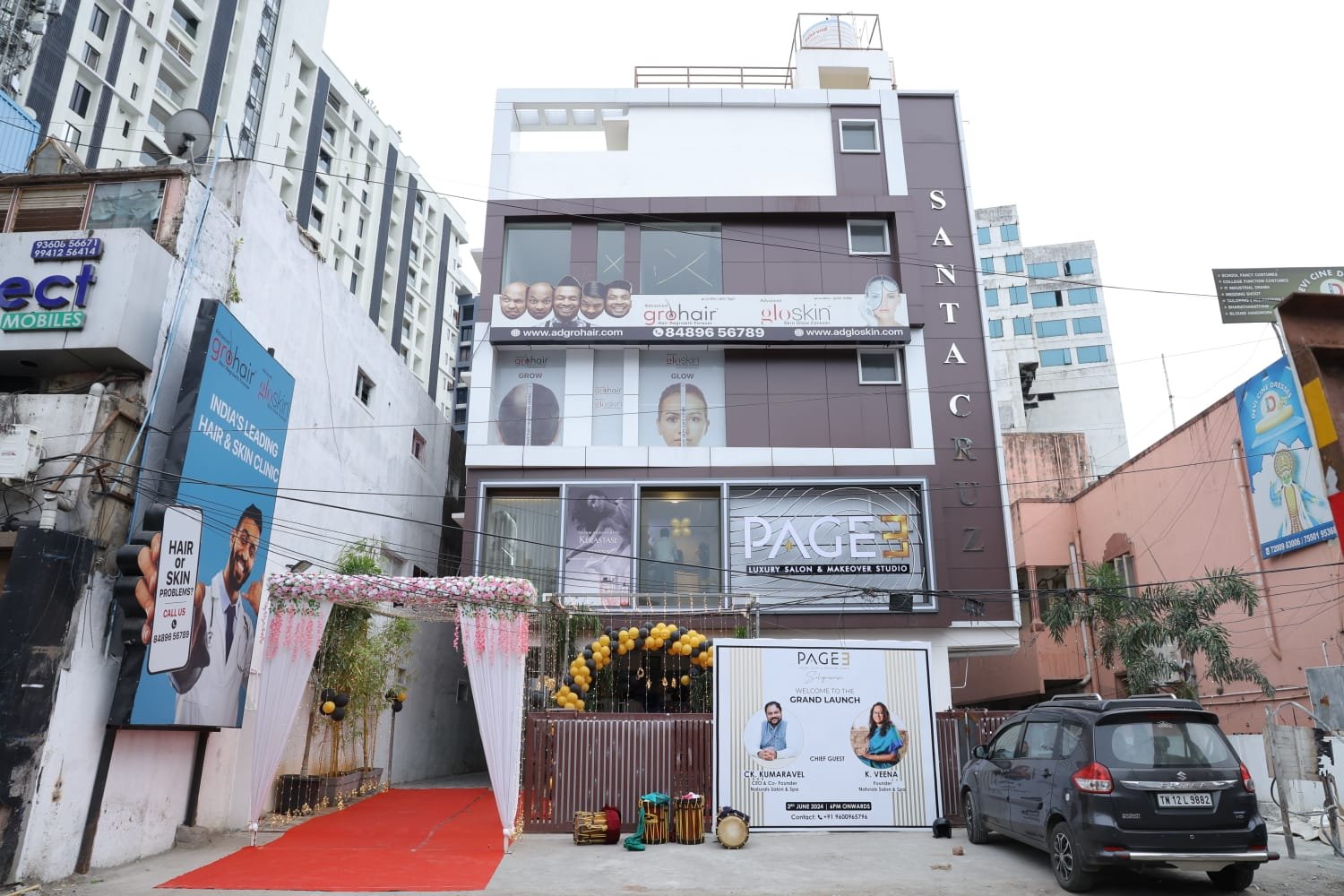Page 3 Salon storefront and entrance, Saligramam