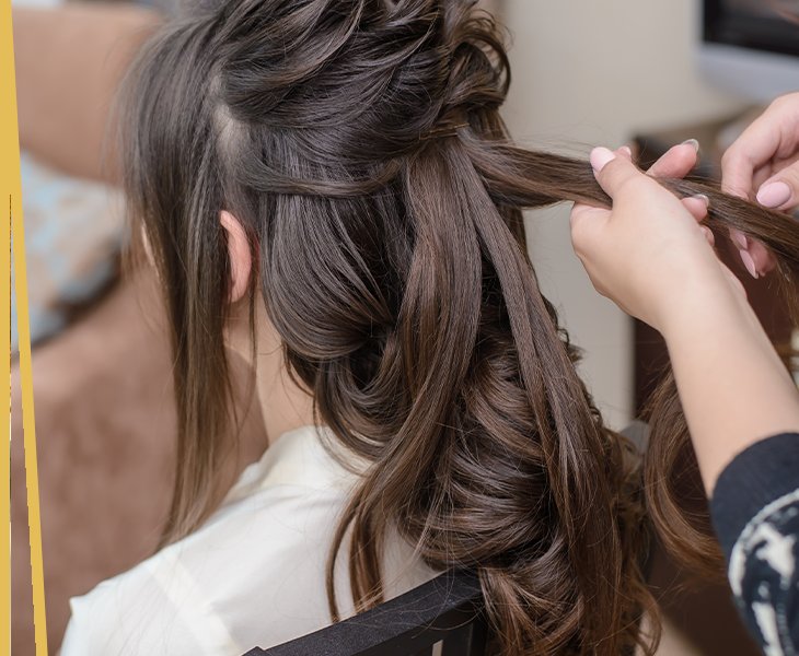 Elegant bridal hair updo styling at Page 3 Salon